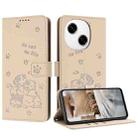 For Tecno Spark Go 1 / Go 2025 Embossed Kitten Phone Leather Case with Lanyard(Beige) - 1