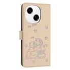 For Tecno Spark Go 1 / Go 2025 Embossed Kitten Phone Leather Case with Lanyard(Beige) - 3