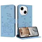 For Tecno Spark Go 1 / Go 2025 Embossed Kitten Phone Leather Case with Lanyard(Blue) - 1