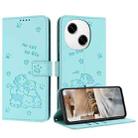 For Tecno Spark Go 1 / Go 2025 Embossed Kitten Phone Leather Case with Lanyard(Mint Green) - 1