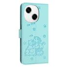 For Tecno Spark Go 1 / Go 2025 Embossed Kitten Phone Leather Case with Lanyard(Mint Green) - 3