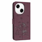 For Tecno Spark Go 1 / Go 2025 Embossed Kitten Phone Leather Case with Lanyard(Wine Red) - 3