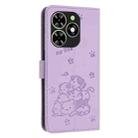 For Tecno Spark Go 2024 4G Embossed Kitten Phone Leather Case with Lanyard(Purple) - 3