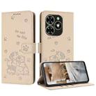 For Tecno Spark Go 2024 4G Embossed Kitten Phone Leather Case with Lanyard(Beige) - 1