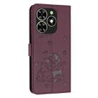 For Tecno Spark Go 2024 4G Embossed Kitten Phone Leather Case with Lanyard(Wine Red) - 3