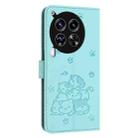 For Tecno Camon 30 Premier Embossed Kitten Phone Leather Case with Lanyard(Mint Green) - 3