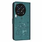 For Tecno Camon 30 Premier Embossed Kitten Phone Leather Case with Lanyard(Dark Green) - 3