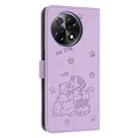 For Tecno Camon 30S Embossed Kitten Phone Leather Case with Lanyard(Purple) - 3