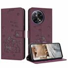 For Tecno Camon 30S Embossed Kitten Phone Leather Case with Lanyard(Wine Red) - 1