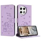 For Tecno Spark 30 Pro Embossed Kitten Phone Leather Case with Lanyard(Purple) - 1