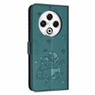 For Tecno Spark 30 4G Embossed Kitten Phone Leather Case with Lanyard(Dark Green) - 3