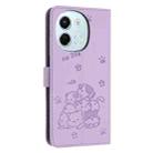 For Tecno Spark 30 5G Embossed Kitten Phone Leather Case with Lanyard(Purple) - 3