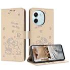 For Tecno Spark 30 5G Embossed Kitten Phone Leather Case with Lanyard(Beige) - 1