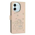 For Tecno Spark 30 5G Embossed Kitten Phone Leather Case with Lanyard(Beige) - 3