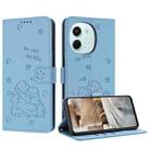 For Tecno Spark 30 5G Embossed Kitten Phone Leather Case with Lanyard(Blue) - 1