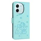 For Tecno Spark 30 5G Embossed Kitten Phone Leather Case with Lanyard(Mint Green) - 3