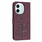 For Tecno Spark 30 5G Embossed Kitten Phone Leather Case with Lanyard(Wine Red) - 3