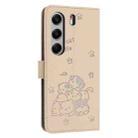 For Tecno Camon 40 4G Embossed Kitten Phone Leather Case with Lanyard(Beige) - 3