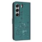 For Tecno Camon 40 4G Embossed Kitten Phone Leather Case with Lanyard(Dark Green) - 3