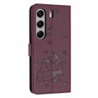 For Tecno Camon 40 4G Embossed Kitten Phone Leather Case with Lanyard(Wine Red) - 3