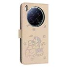 For Tecno Camon 40 Premier Embossed Kitten Phone Leather Case with Lanyard(Beige) - 3