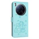 For Tecno Camon 40 Premier Embossed Kitten Phone Leather Case with Lanyard(Mint Green) - 3