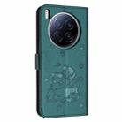 For Tecno Camon 40 Premier Embossed Kitten Phone Leather Case with Lanyard(Dark Green) - 3