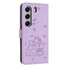 For Tecno Camon 40 Pro 5G Embossed Kitten Phone Leather Case with Lanyard(Purple) - 3