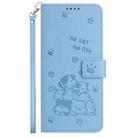 For Tecno Camon 40 Pro 5G Embossed Kitten Phone Leather Case with Lanyard(Blue) - 2