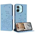 For Tecno Spark 30C 5G / Pop 9 5G Embossed Kitten Phone Leather Case with Lanyard(Blue) - 1