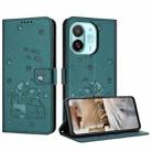 For Tecno Spark 30C 5G / Pop 9 5G Embossed Kitten Phone Leather Case with Lanyard(Dark Green) - 1