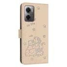 For Redmi 10 5G / Note 11E 5G Embossed Kitten Phone Leather Case with Lanyard(Beige) - 3