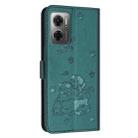 For Redmi 10 5G / Note 11E 5G Embossed Kitten Phone Leather Case with Lanyard(Dark Green) - 3