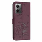 For Redmi 10 5G / Note 11E 5G Embossed Kitten Phone Leather Case with Lanyard(Wine Red) - 3