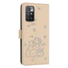 For Redmi 10 / 10 Prime Embossed Kitten Phone Leather Case with Lanyard(Beige) - 3