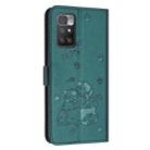 For Redmi 10 / 10 Prime Embossed Kitten Phone Leather Case with Lanyard(Dark Green) - 3