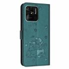 For Redmi 10C 4G Global Embossed Kitten Phone Leather Case with Lanyard(Dark Green) - 3