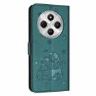 For Redmi 14C 4G Embossed Kitten Phone Leather Case with Lanyard(Dark Green) - 3