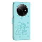 For Redmi A3 4G Global / A3x 4G Embossed Kitten Phone Leather Case with Lanyard(Mint Green) - 3