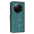 For Redmi A3 4G Global / A3x 4G Embossed Kitten Phone Leather Case with Lanyard(Dark Green) - 3