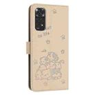 For Redmi Note 12S 4G Global Embossed Kitten Phone Leather Case with Lanyard(Beige) - 3