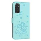 For Redmi Note 12S 4G Global Embossed Kitten Phone Leather Case with Lanyard(Mint Green) - 3