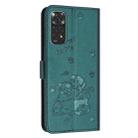 For Redmi Note 12S 4G Global Embossed Kitten Phone Leather Case with Lanyard(Dark Green) - 3