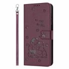 For Redmi Note 12S 4G Global Embossed Kitten Phone Leather Case with Lanyard(Wine Red) - 2