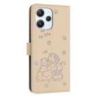 For Redmi 12 4G / Note 12R Embossed Kitten Phone Leather Case with Lanyard(Beige) - 3