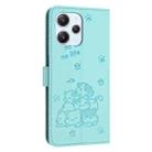 For Redmi 12 4G / Note 12R Embossed Kitten Phone Leather Case with Lanyard(Mint Green) - 3