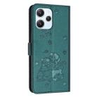 For Redmi 12 4G / Note 12R Embossed Kitten Phone Leather Case with Lanyard(Dark Green) - 3
