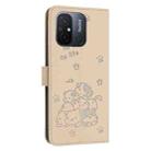 For Redmi 11A 4G Global Embossed Kitten Phone Leather Case with Lanyard(Beige) - 3