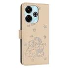 For Redmi 13 4G / 5G / Note 13R 5G Embossed Kitten Phone Leather Case with Lanyard(Beige) - 3