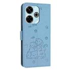 For Redmi 13 4G / 5G / Note 13R 5G Embossed Kitten Phone Leather Case with Lanyard(Blue) - 3